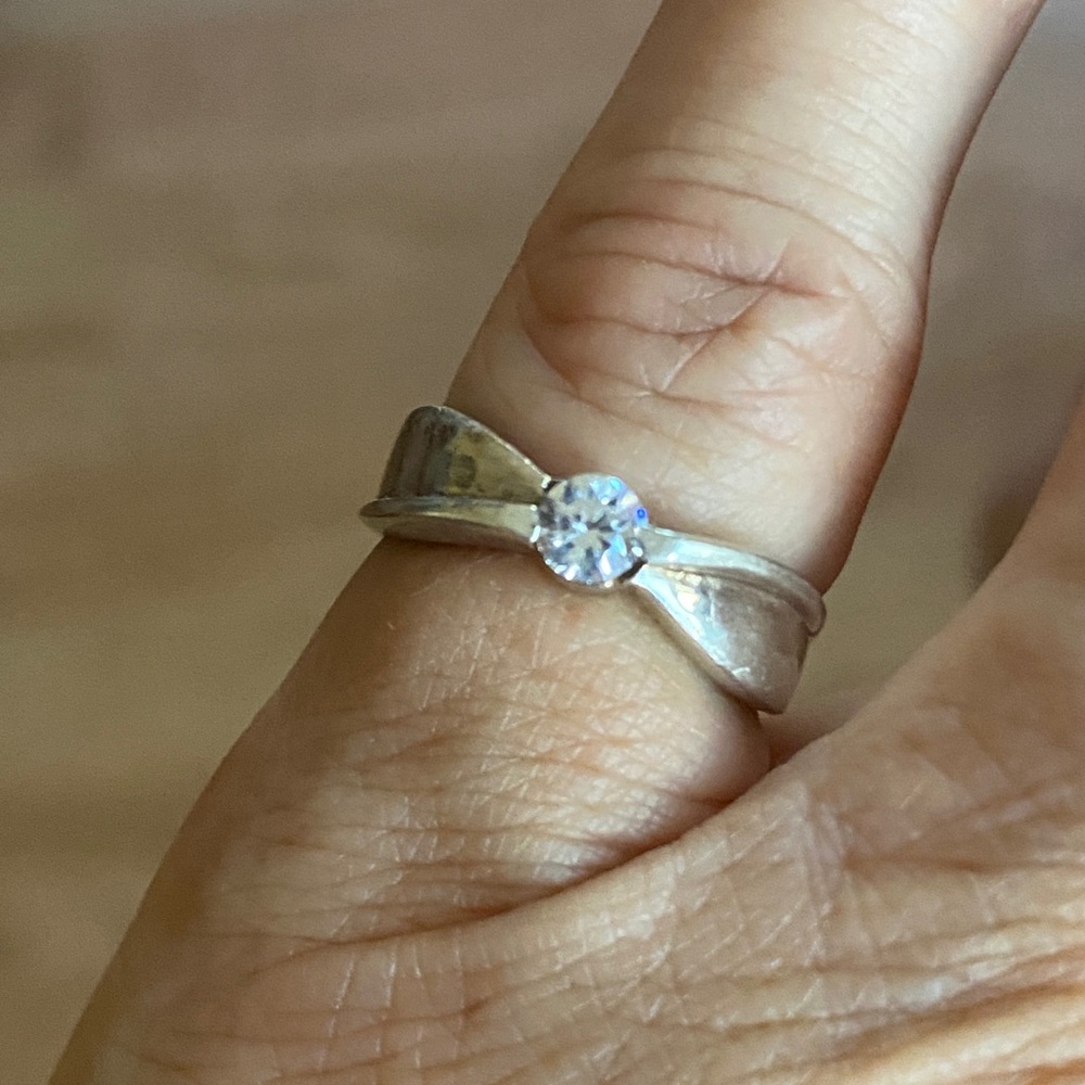 Sterling Silver 925 Solitaire Ring Size 5.5 Minimalist CZ Engagement Style